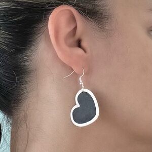 Black & White Hearts Pendant Earrings